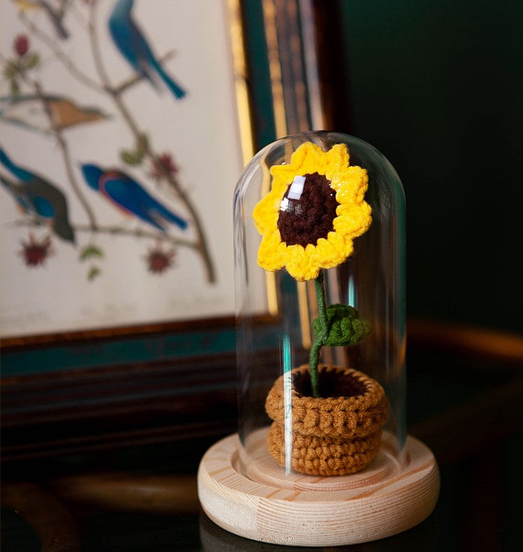 Hand-woven Bouquet Rose Sunflower Wool Hook Crochet Full Set Of Production Materials Package finished gift