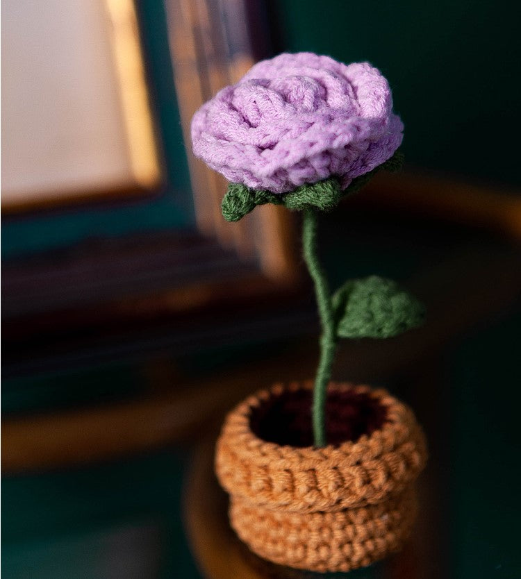 Hand-woven Bouquet Rose Sunflower Wool Hook Crochet Full Set Of Production Materials Package finished gift
