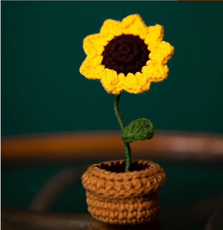 Hand-woven Bouquet Rose Sunflower Wool Hook Crochet Full Set Of Production Materials Package finished gift