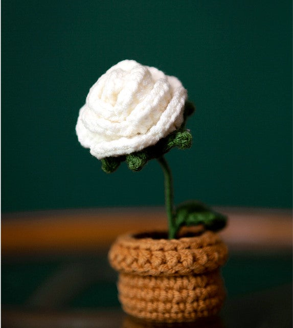 Hand-woven Bouquet Rose Sunflower Wool Hook Crochet Full Set Of Production Materials Package finished gift