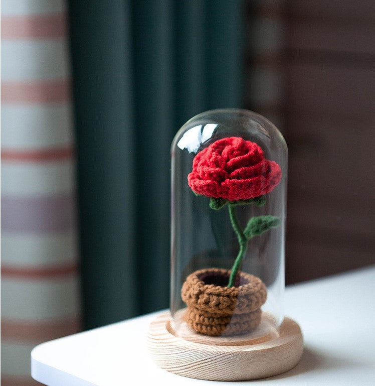 Hand-woven Bouquet Rose Sunflower Wool Hook Crochet Full Set Of Production Materials Package finished gift
