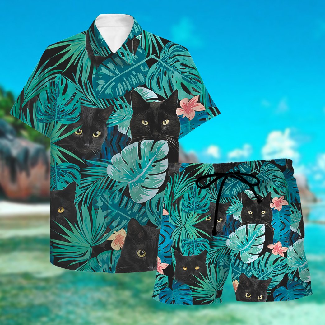 Cat Hawaii 3D Button Shirt
