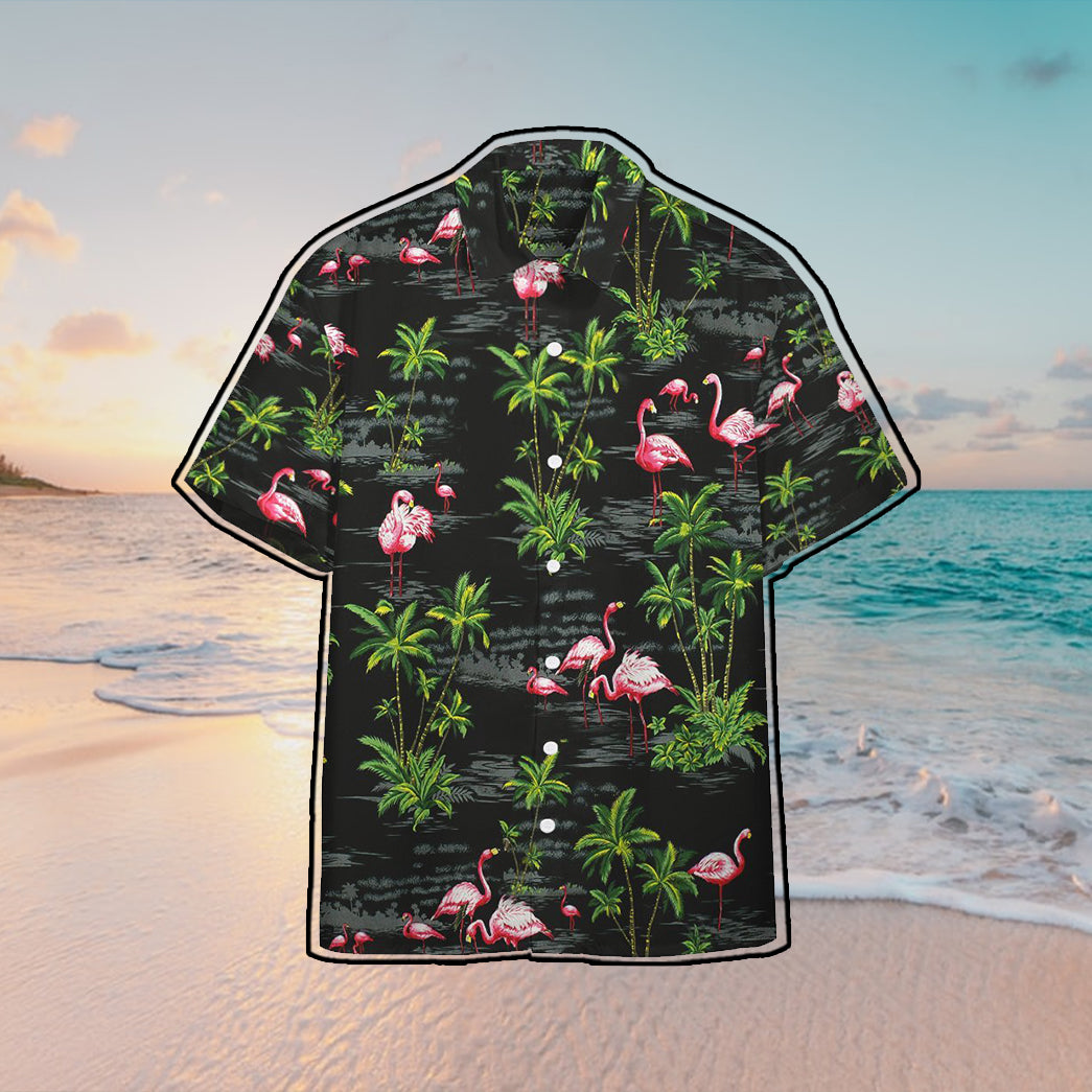 Pink Flamingo Island Button Shirt