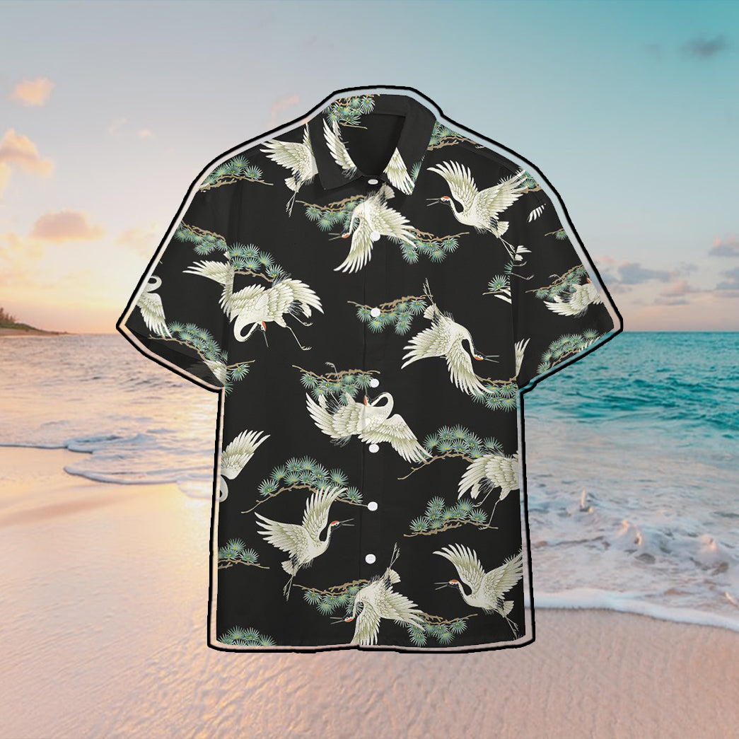 Retro Crane Button Shirt
