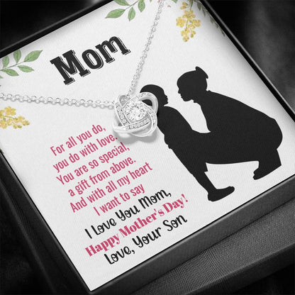 I Love You Mom Love Knot Necklace