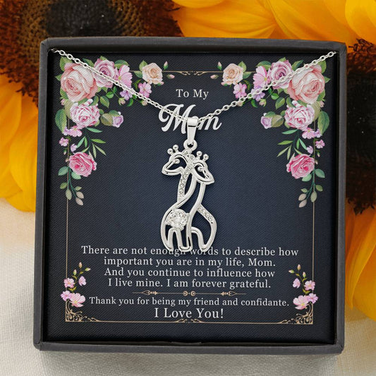To My Mom Giraffe Necklace