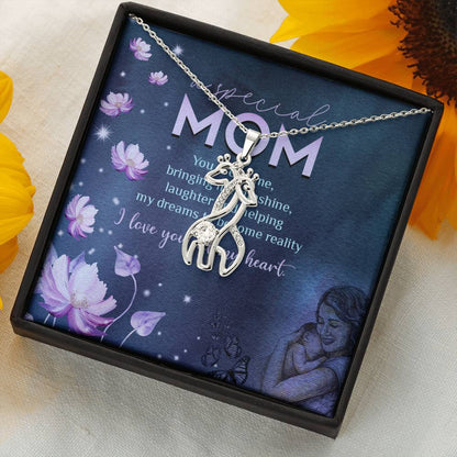 To My Mom Giraffe Necklace