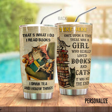 Load image into Gallery viewer, Cat Personalized Tumbler Reading Books
