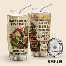 Load image into Gallery viewer, Cat Personalized Tumbler Reading Books
