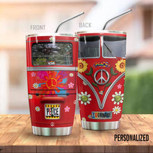 Load image into Gallery viewer, Hippie Sunflower Peace Vw Bus Personalized Tumbler
