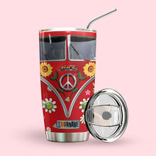 Load image into Gallery viewer, Hippie Sunflower Peace Vw Bus Personalized Tumbler
