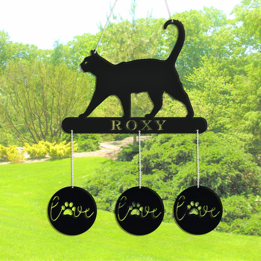 Custom Metal Cat wind Chime Metal Pet Garden Decor