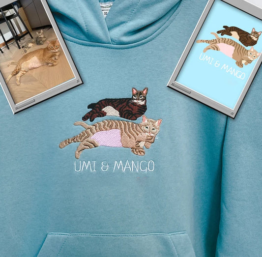 Personalized Embroidered Pet Dog Cat Hoodie Sweatshirt T-Shirt